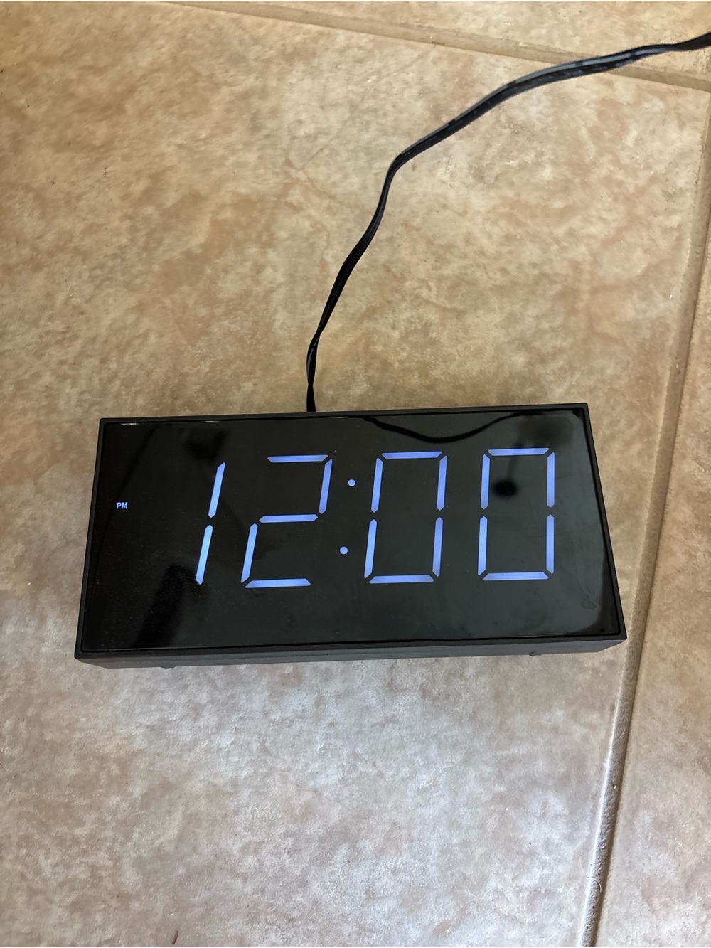 Digital LED Alarm Clock in Black with Blue Display